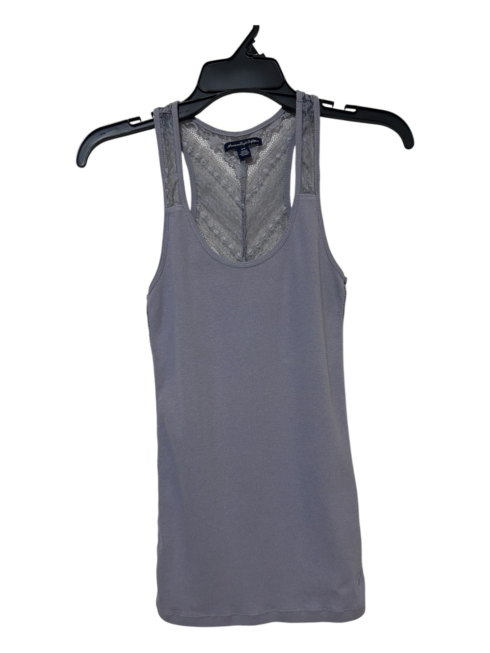 American Eagle Lace Back Ribbed Tank Top Grey Ombre Racerback Layering Camisole